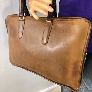 Vintage Coach unisex Taupe Leather Slim Satchel Briefcase Handbag Bonnie Cashin